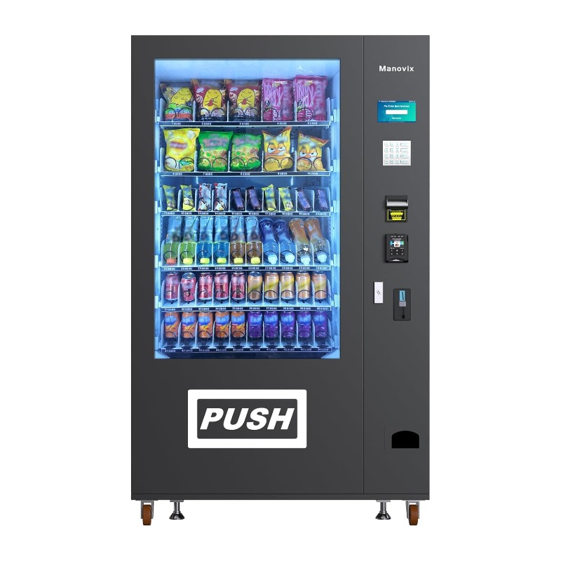 Bill Acceptor Vending - ตู้จำหน่ายสินค้าอัตโนมัติขนาดใหญ่แบบกำหนดเองได้ 60 ช่อง สำหรับขนมและเครื่องดื่ม รองรับการชำระเงินแบบไร้เงินสดด้วยเครื่องอ่านบัตรและตัวรับเหรียญ